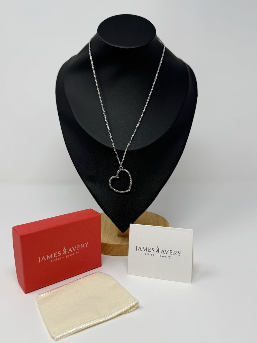 James Avery Changeable Heart Charm Necklace Sterling Silver 24” Box Pouch